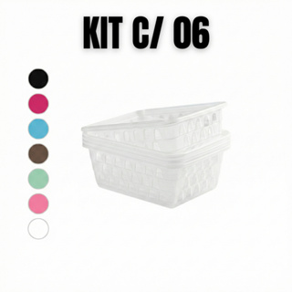 Kit C/ 6 Cesto Organizador de Plástico P/ Banheiro Armário 16x12x06 em Oferta na Shopee