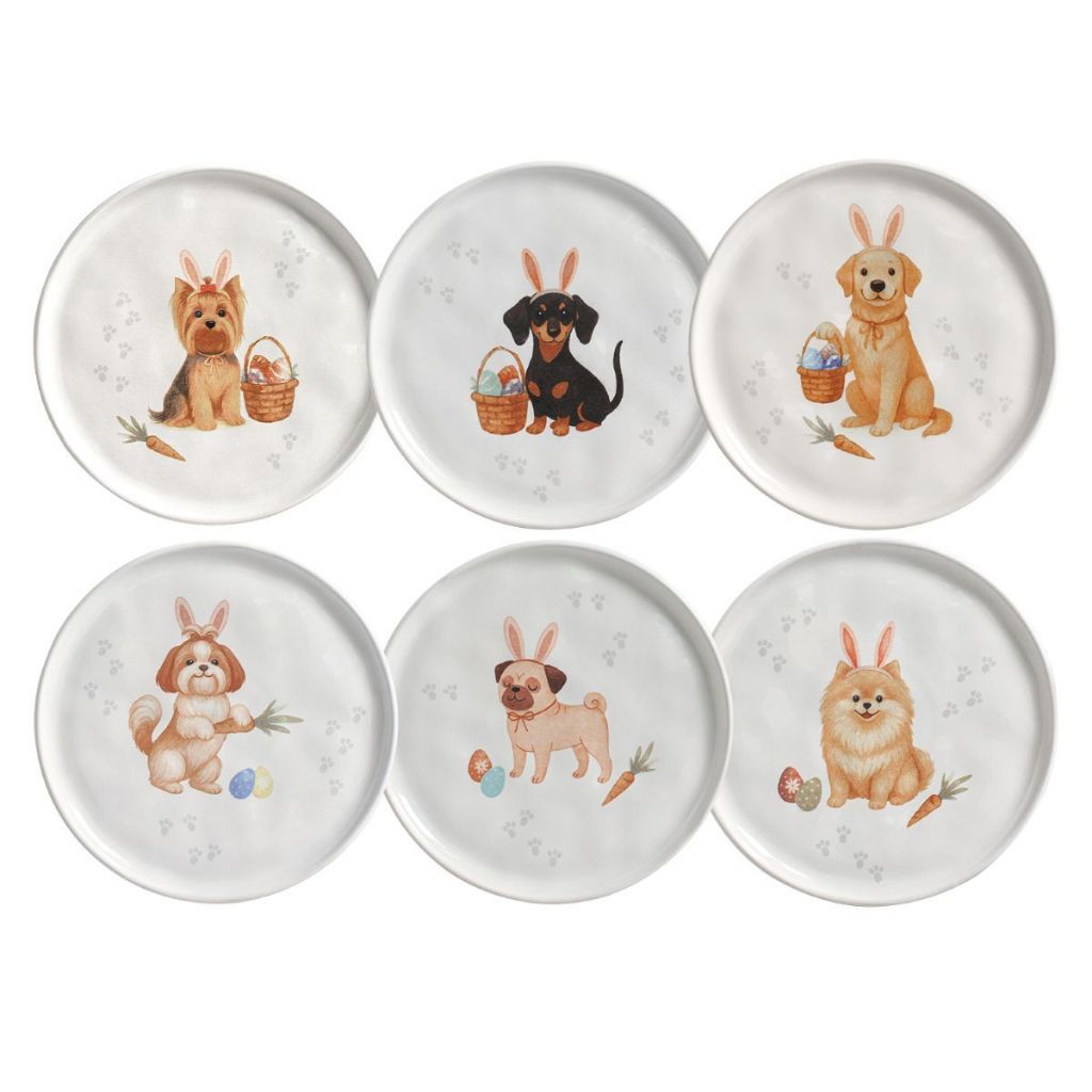Prato de Sobremesa Doguinhos Cães Fofos Páscoa Porto Brasil - INDIVIDUAL