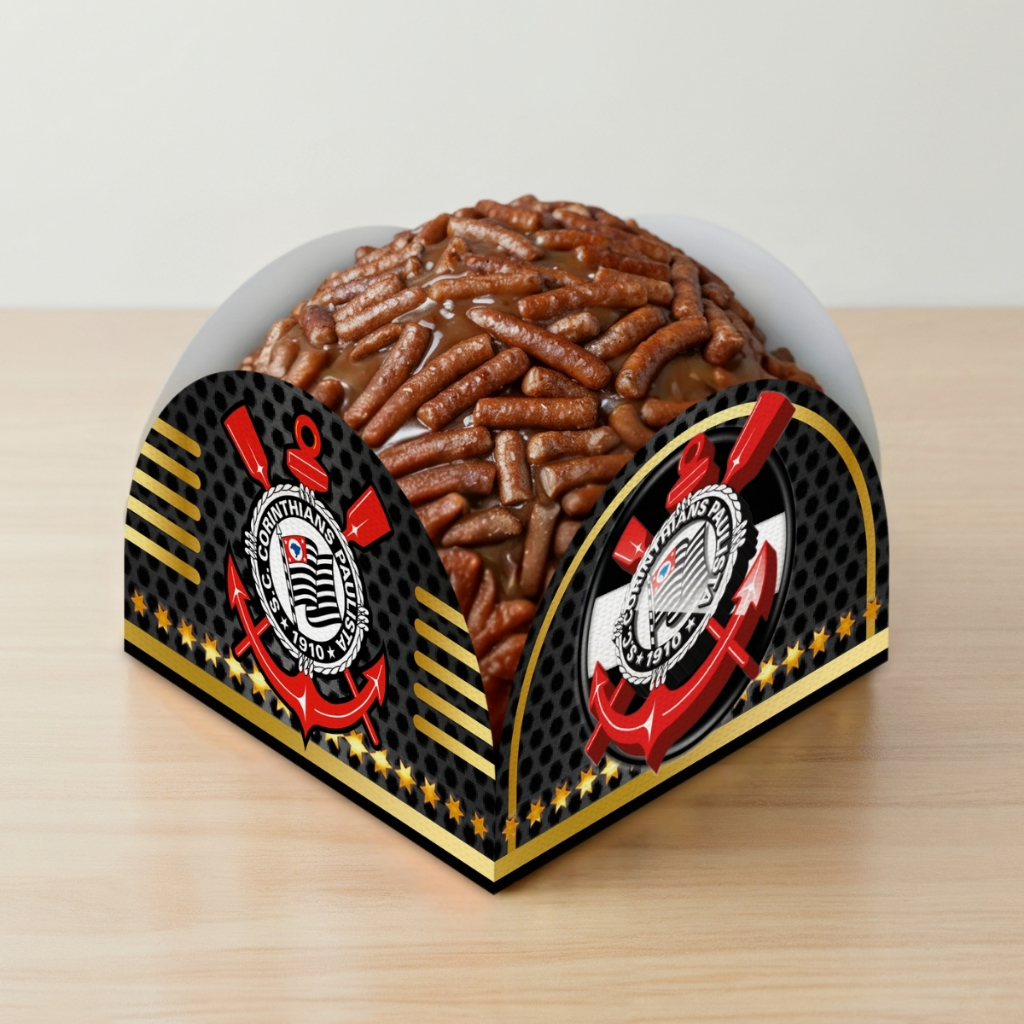 Porta Forminha Doces Brigadeiro Corinthians Festa de Aniversário Brigadeiro Preto Branco Decoração