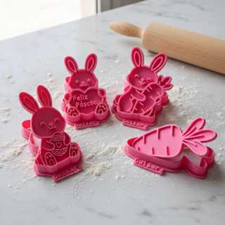 Cortador de Biscoito Páscoa com Puxador – Kit Cortadores Temáticos para Confeitaria e Biscoitos Decorados em Oferta na Shopee