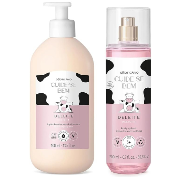 Body Splash Cuide-Se Bem Deleite 200ml/Loção Desodorante Hidratante Corporal Cuide-se Bem Deleite 400ml