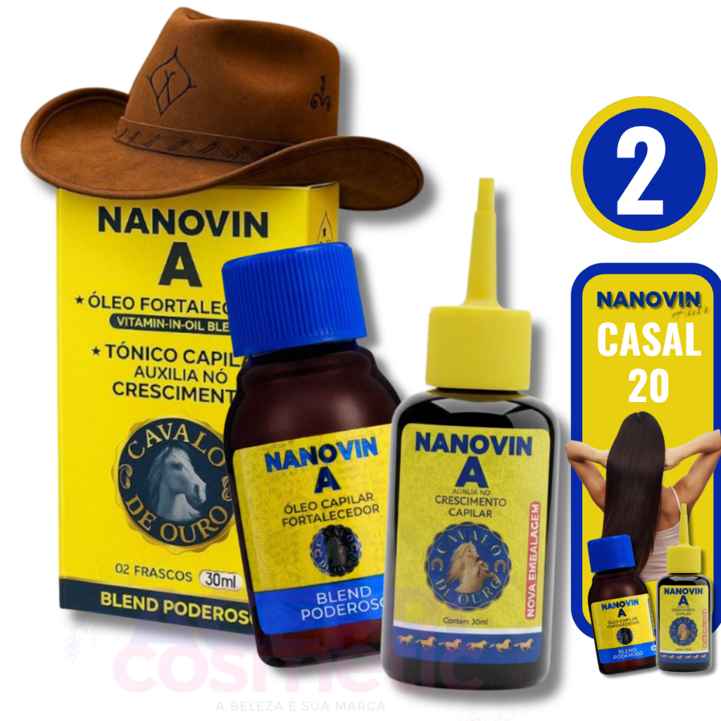Kit Nanovin A CASAL20 (Tônico Crescimento 30ml + Óleo poderoso 30ml) em Oferta na Shopee