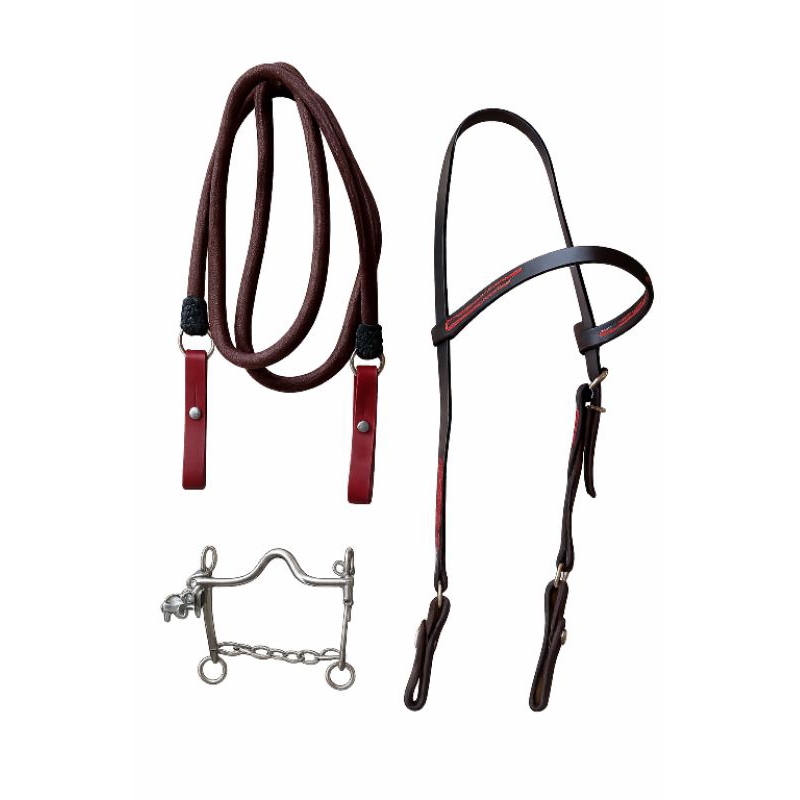 Kit Montaria, Cabeçada de Couro Legítimo + Rédea + Freio Água Choca Inox em Oferta na Shopee