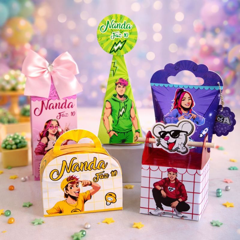 kit caixinhas personalizadas Dos rosas/Emilly Vick(PEGUE MONTE)para lembrancinha/chá de bebê/doces/festa infantil.