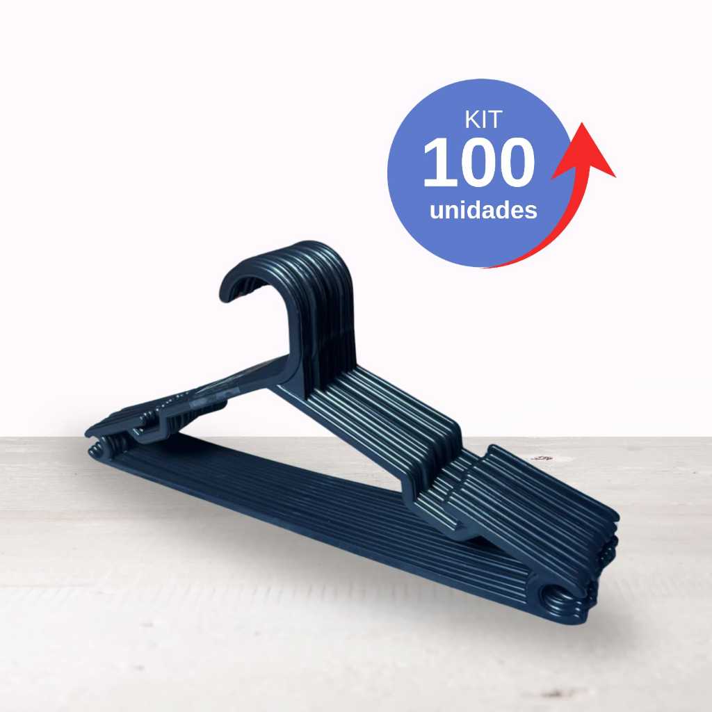 Kit 100 Cabides Adulto Preto Reforçados Organizar Roupas *ENVIO IMEDIATO*