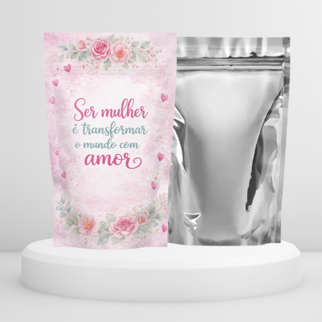 Saquinho Metalizado Personalizado com Zip 10x15, 12x19 ou 17x23 | Lembrancinha Festa, Aniversário, Dia da Mulher | Mimo