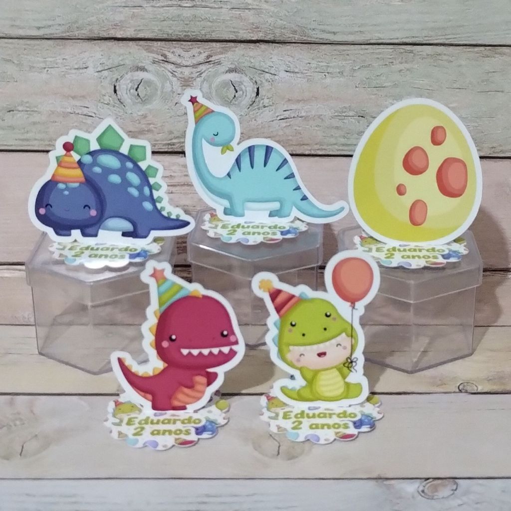 Aplique em Pé 3D Dino Baby  Festa Infantil Personalizado Nome e Idade para Decoração e Lembrancinha