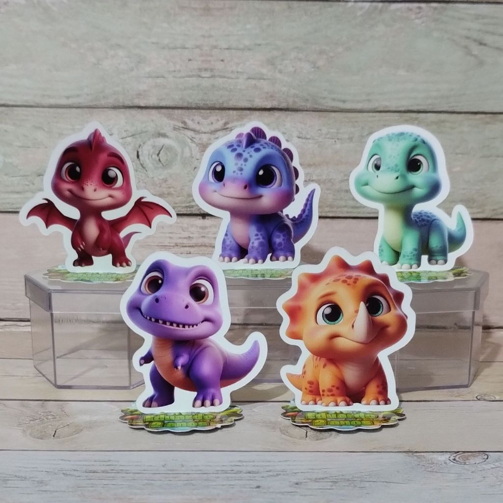 Aplique em Pé 3D Dino Baby I.A. Festa Infantil Personalizado Nome e Idade  Decoração  Lembrancinha
