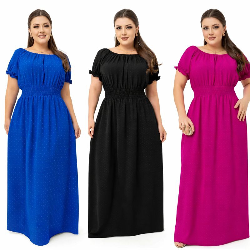 VESTIDO FEMININO LONGO   PIPOCA  MANGA CURTA. em Oferta na Shopee