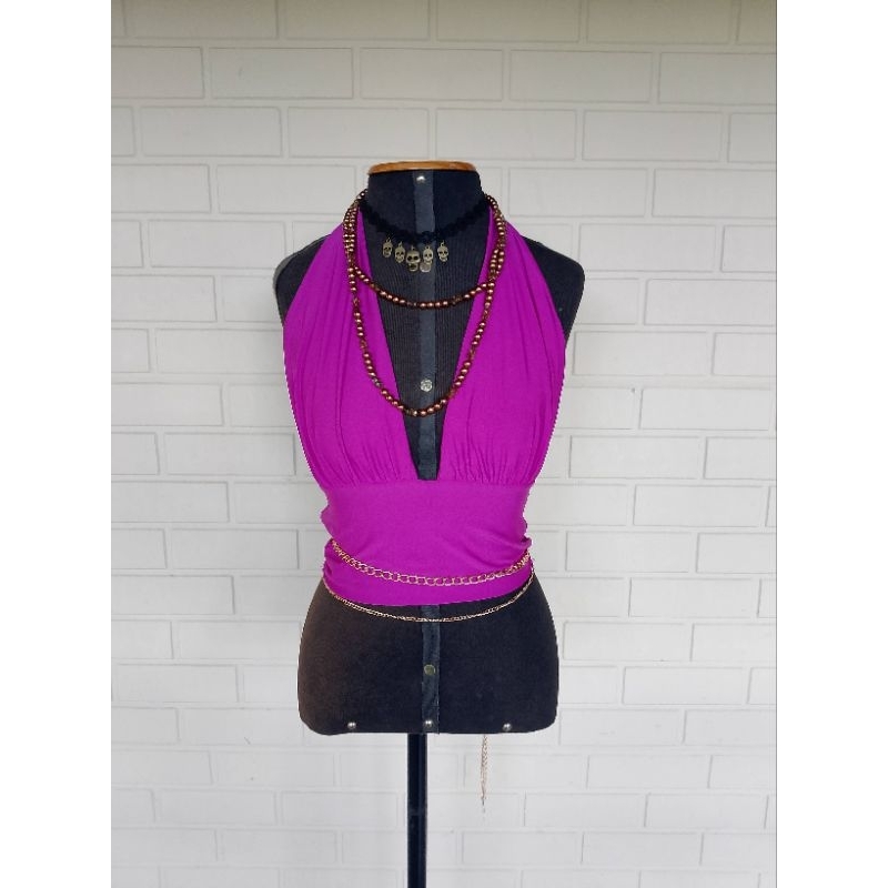 Top Croppet Versátil de Amarração Feminino cor Roxo (tamanho único)