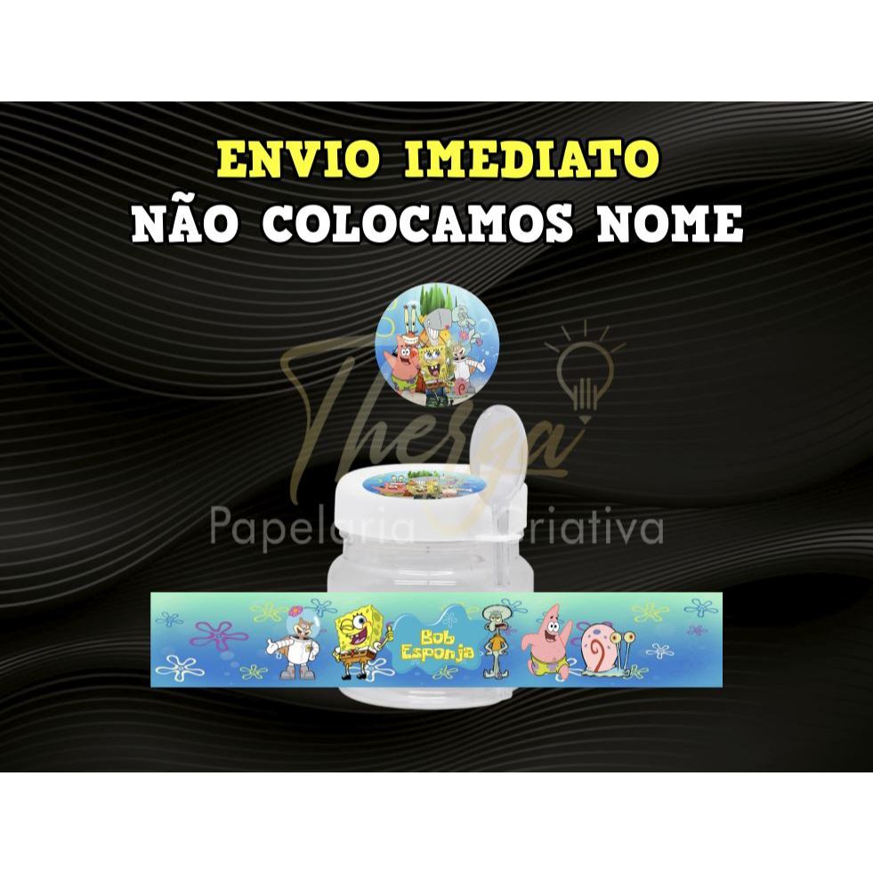 Rótulo Adesivo + adesivo tampa potinho 40gr. (mini nutella) - Bob Esponja