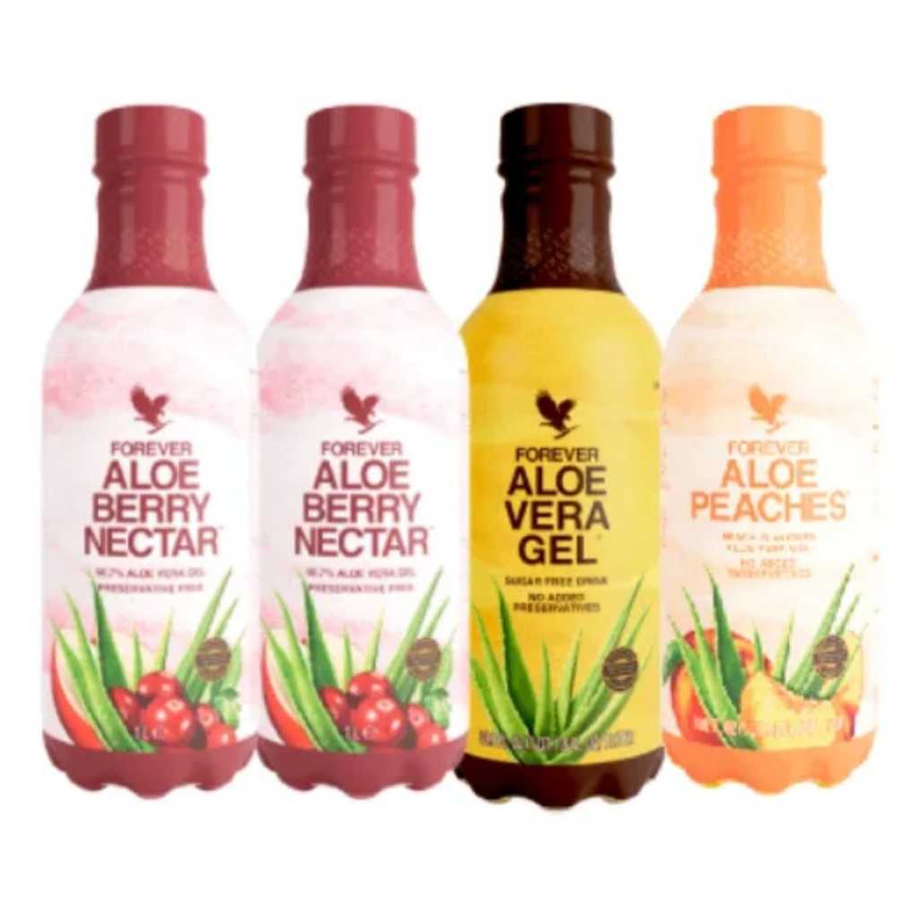 Aloe Vera Gel Kit Com 4 Unidades Mix Natural 2berry  1 Peaches 1 Aloe Vera Mix