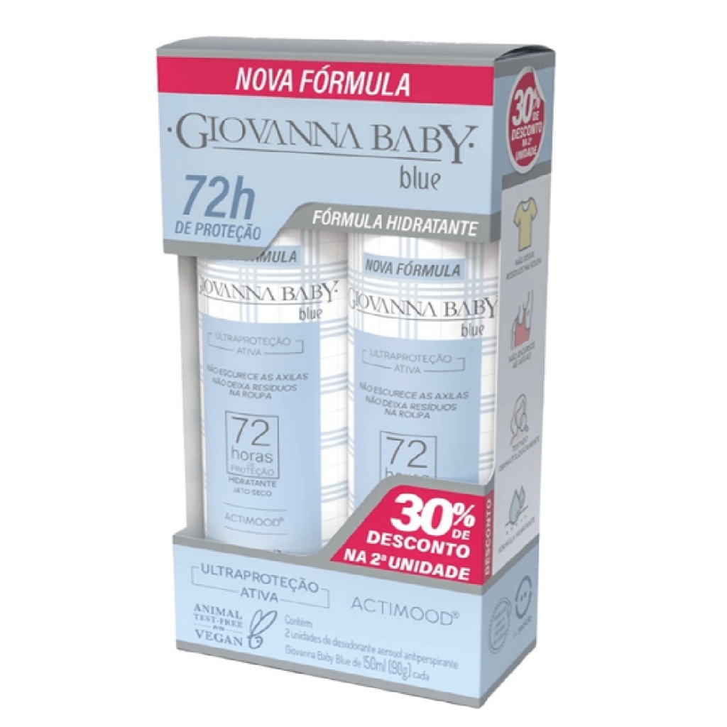 Kit 02UN Desodorante Antitranspirante Aerossol Giovanna Baby Blue 72h 150ml em Oferta na Shopee