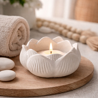 Porta-vela Flor de Lótus Decorativo – Estilo Zen em Oferta na Shopee