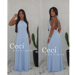 Vestido Longo Alcinha Frente Unica Costas Nuas em Oferta na Shopee
