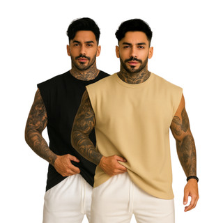 Kit 2 Regatas Oversized Masculina StreetWear Academia Sport Cores Novas Lançamento