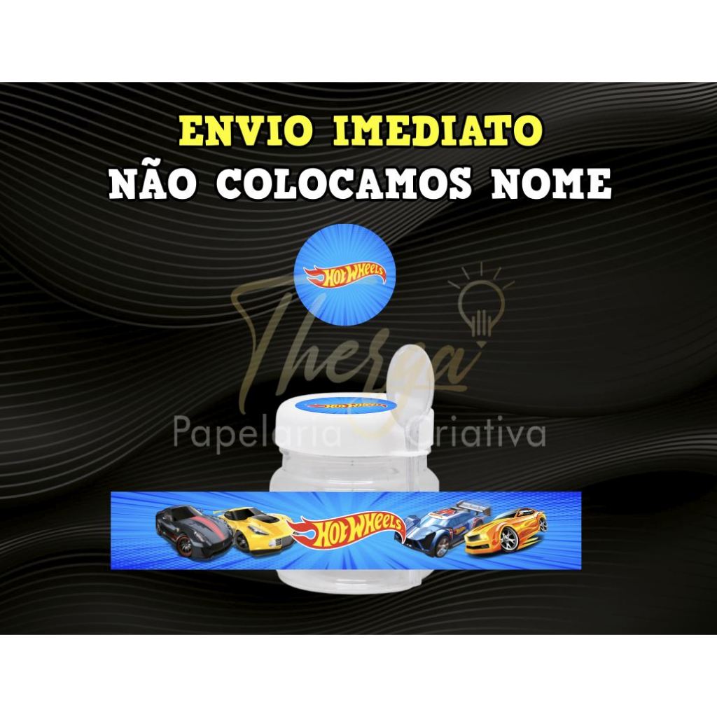 Rótulo Adesivo + adesivo tampa potinho 40gr. (mini nutella) - Hot Wheels