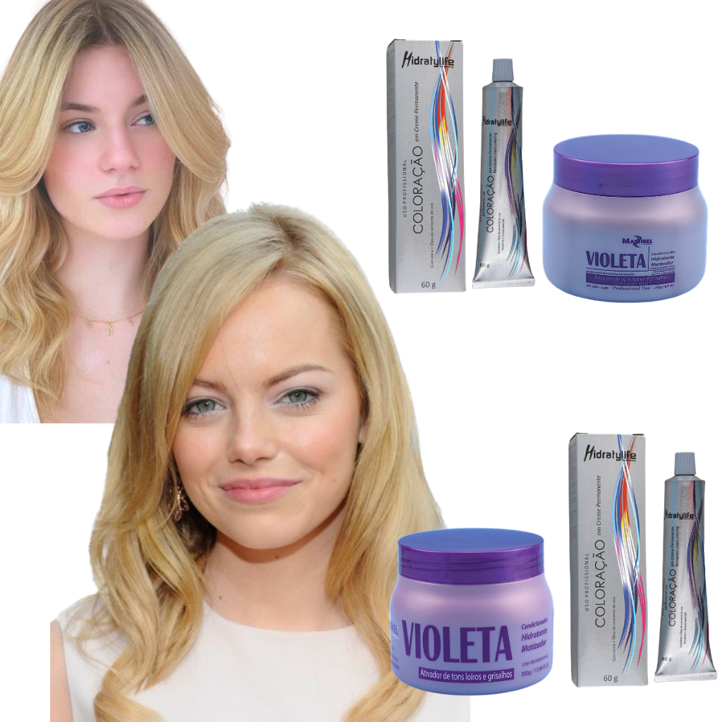 Kit Tinta de Cabelo Mairibel 10.0 Loiro Claríssimo + Matizador Violeta 250g ou 500g