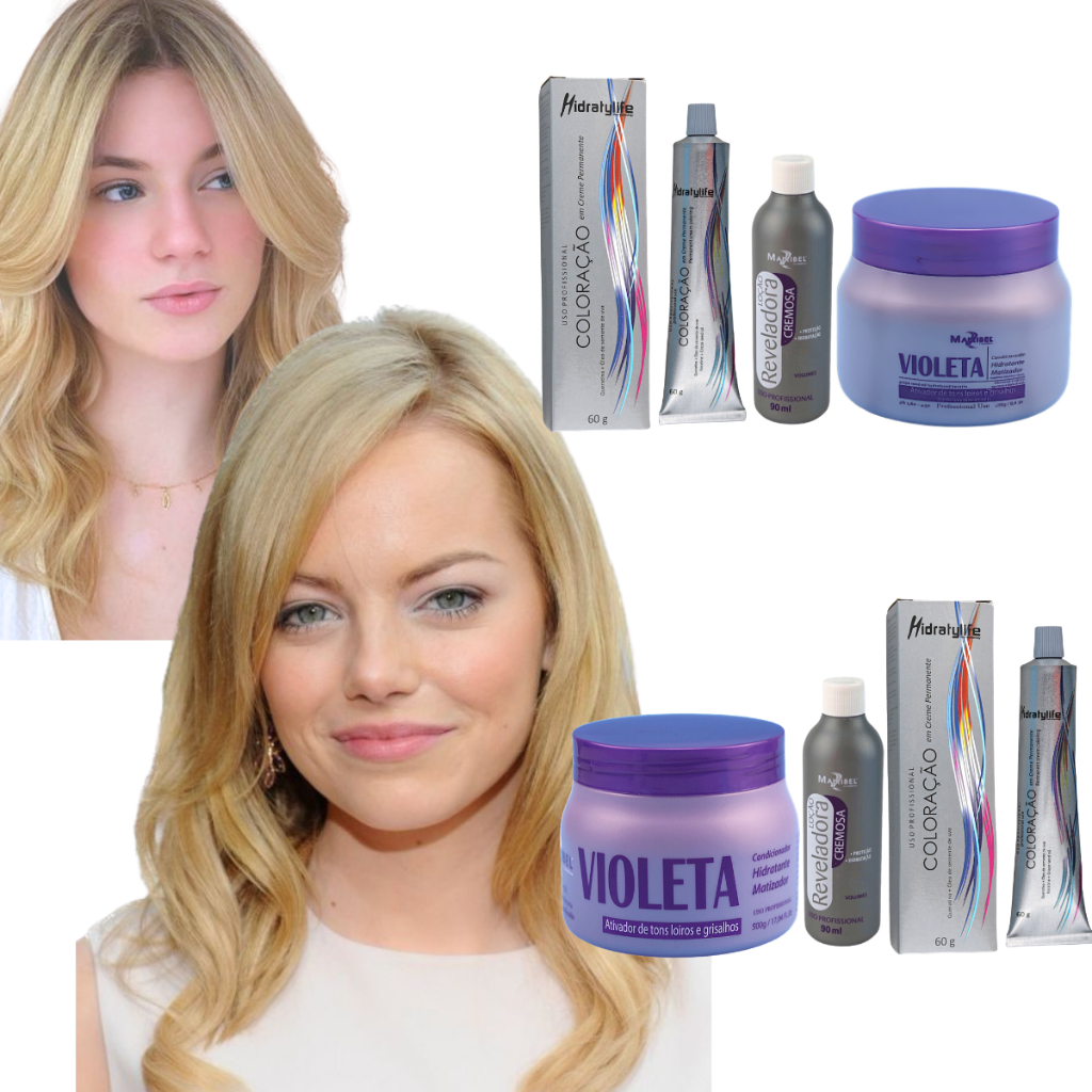 Kit Completo Tinta Mairibel 10.0 Loiro Claríssimo + Ox 90ml + Matizador Violeta