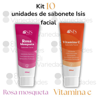 Kit 10 Sabonetes Liquido Isis Make Rosa Mosqueta E Vitamina C Clareador Hidratante Atacado