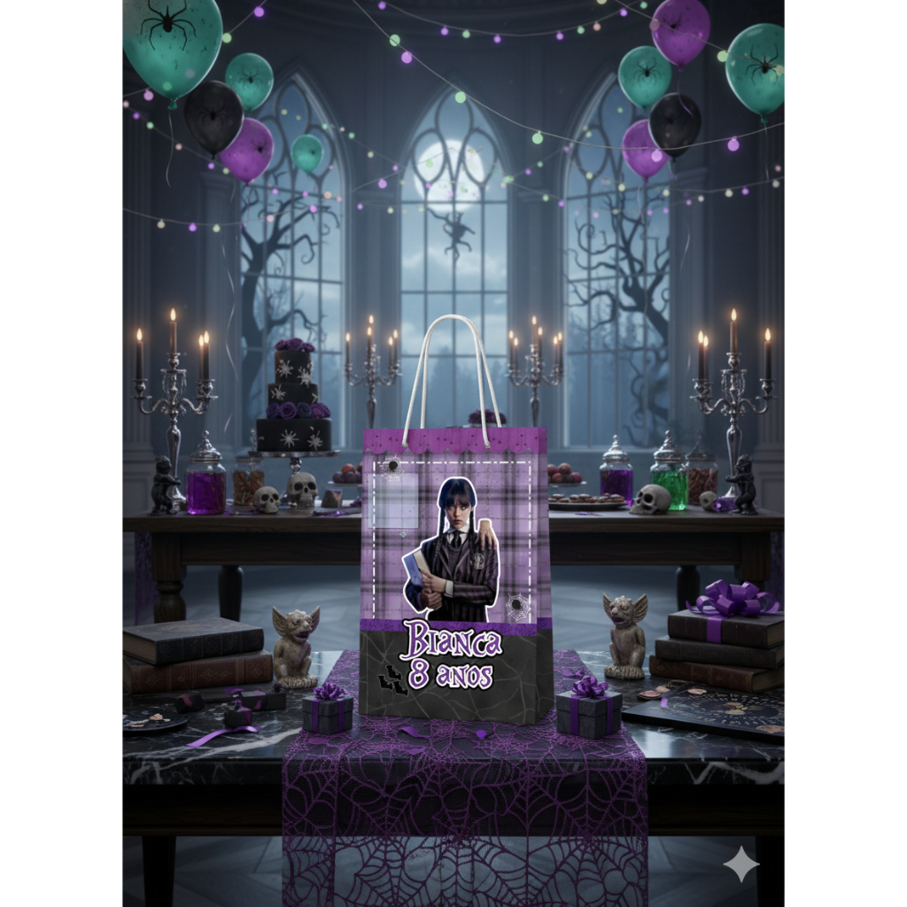 Sacolinha (P) | Sacola Wandinha | Personalizada |Lembrancinha de Aniversário | PEGUE E MONTE