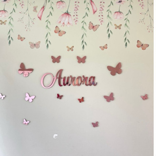 Kit Nome em acrílico + 12 Borboletas Personalizado Para quarto sala criança em Oferta na Shopee