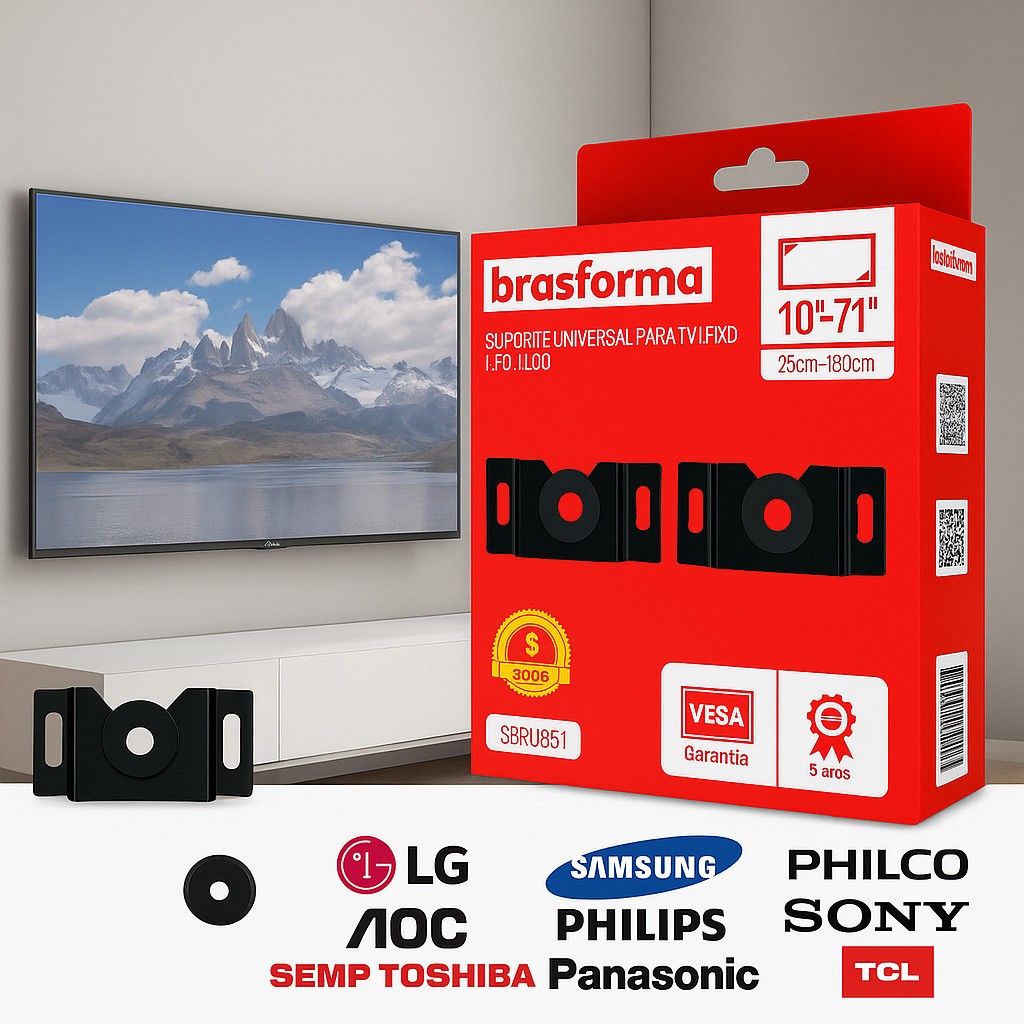 Suporte Para Tv Parede Fixo Universal Led E Lcd 10 A 90 Polegadas Até 40kg