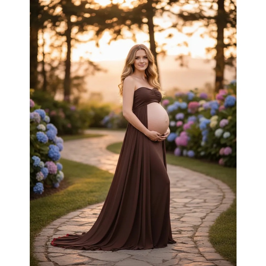 Vestido Gestante De Ensaio Fotografico Com 2 Formas De Usar G11 em Oferta na Shopee