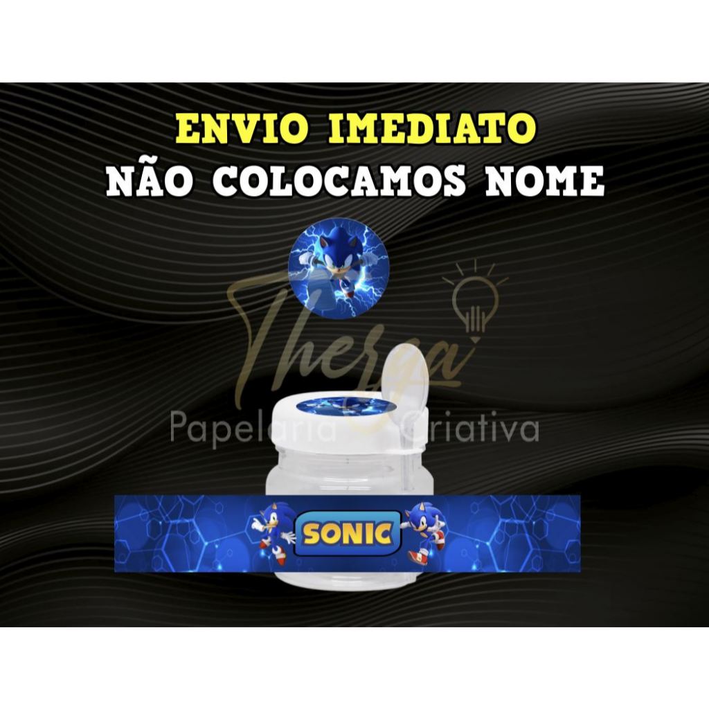 Rótulo Adesivo + adesivo tampa potinho 40gr. (mini nutella) - Sonic