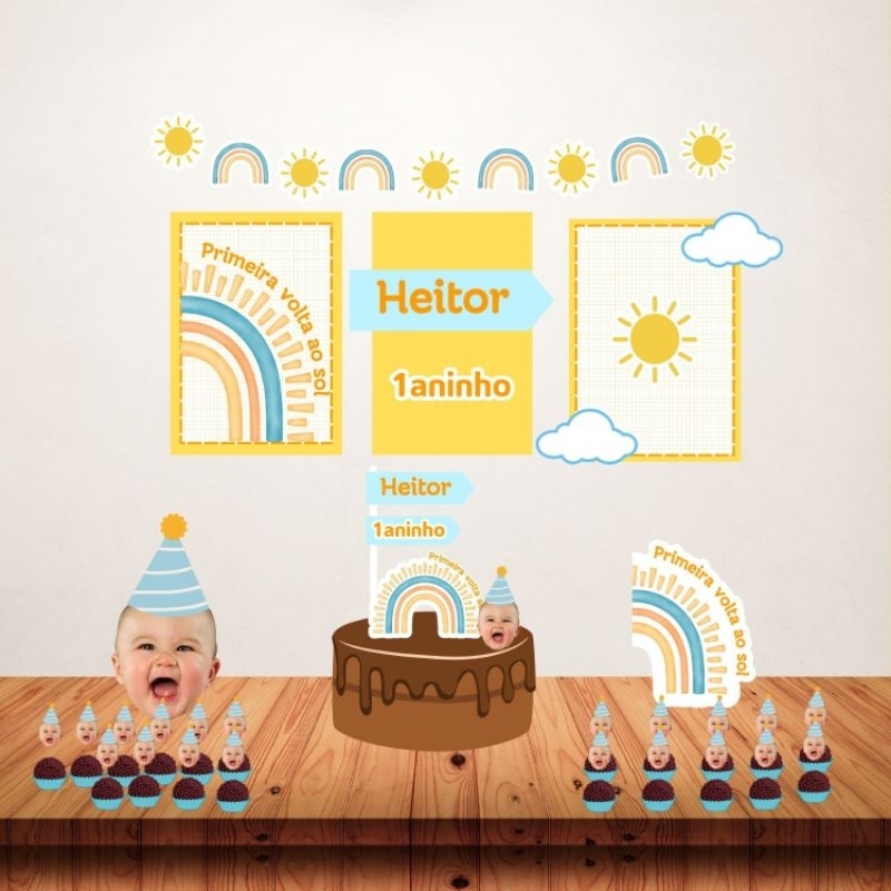 kit festa em casa primeira volta ao sol em Oferta na Shopee