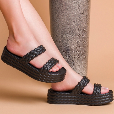 Chinelo Plataforma Solado Alto Macio Confortavel Antiderrapante 2 tiras Moda Casual Praia Piscina
