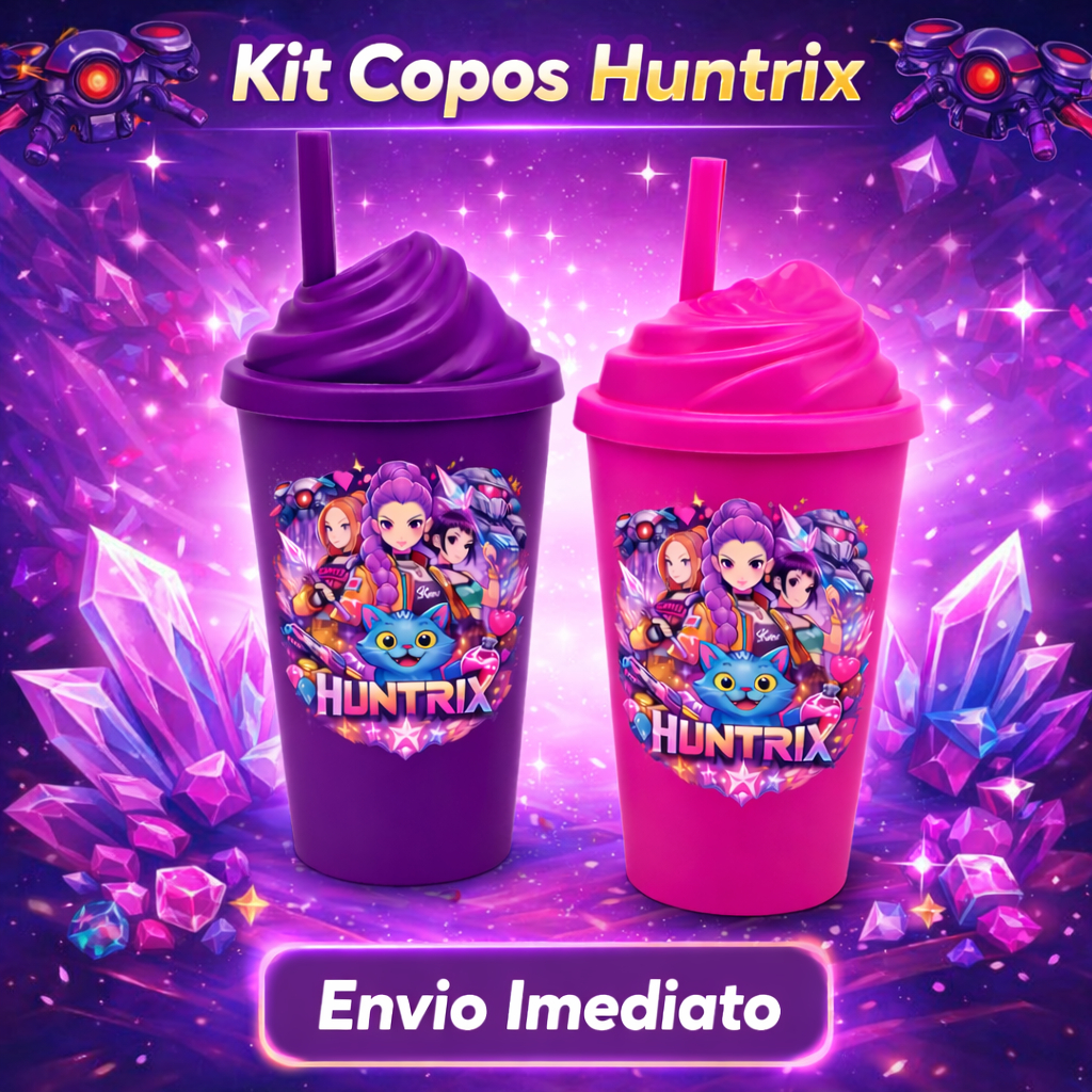 Kit 10/20/40 Copos Guerreiras do K-POP Huntrix Festa Infantil – Lembrancinhas Envio Imediato