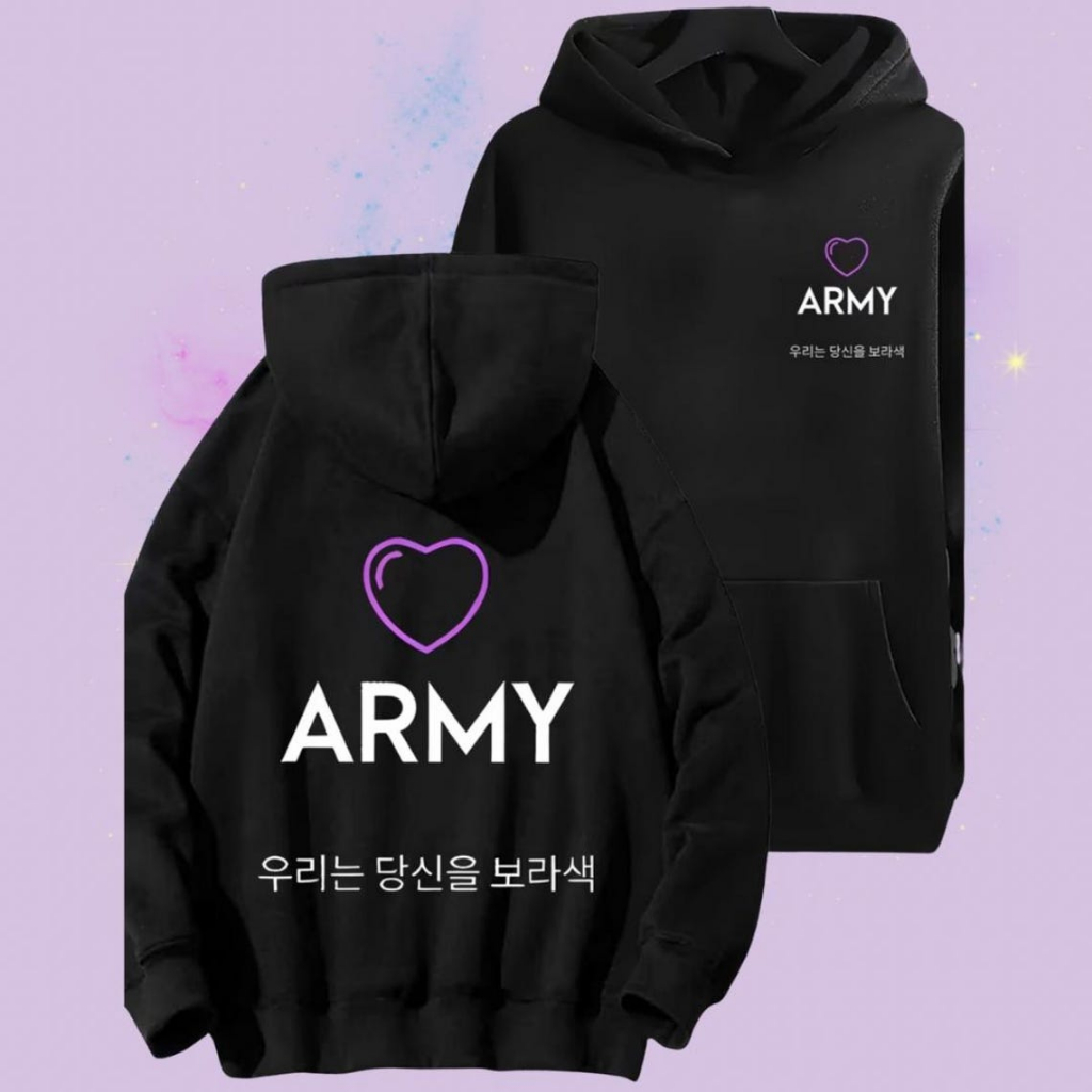 Blusa Moletom com capuz BTS ARMY World Tour 2026 preto e roxo com slogan para fãs de Kpop em Oferta na Shopee
