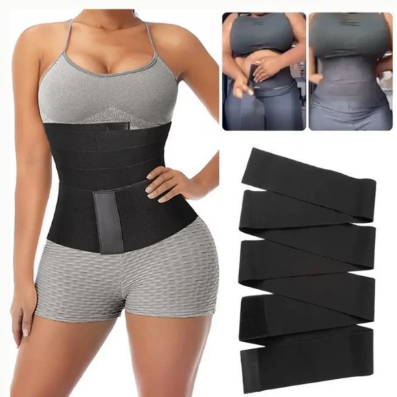 Cinta Faixa Ajustável Modeladora Corporal Preta 5M e 6M Redutor De Medidas Ajustável Conforto Suporte