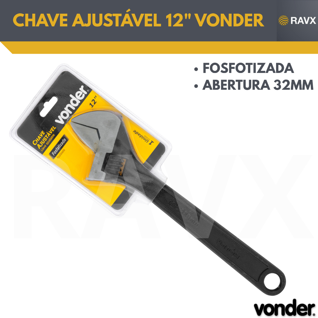 Chave Inglesa Ajustável 12” Vonder – Fosfatizada – Aço Carbono – Abertura até 32mm em Oferta na Shopee