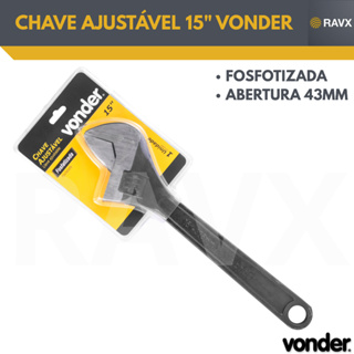 Chave Inglesa Ajustável 15” Vonder – Fosfatizada – Aço Carbono – Abertura até 43mm em Oferta na Shopee