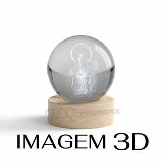 Mini Luminária de Mesa Cristal Bola Led Sagrado Coração de Jesus