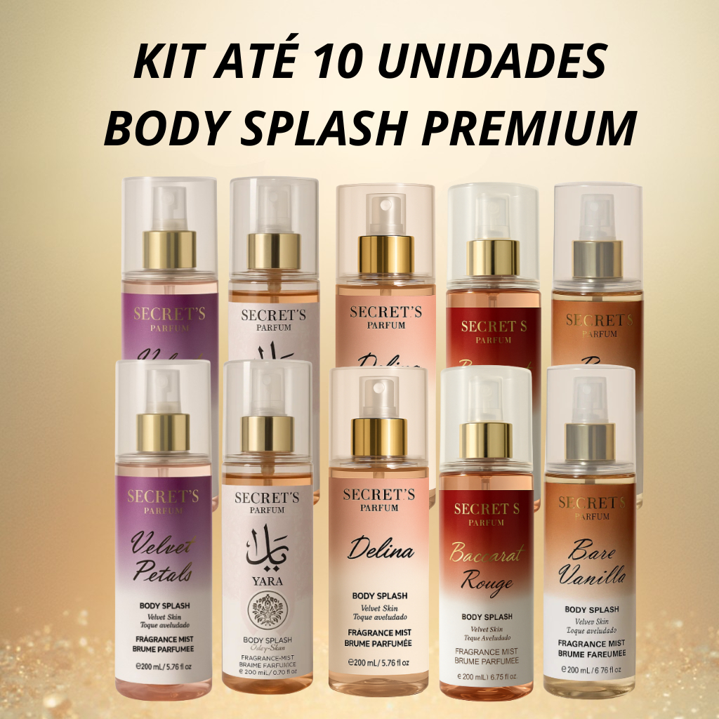 Kit até 10 Body Splash Secret's Parfum 200ml - Alta Fixação, Cheiro de Riqueza, Velvet Skin