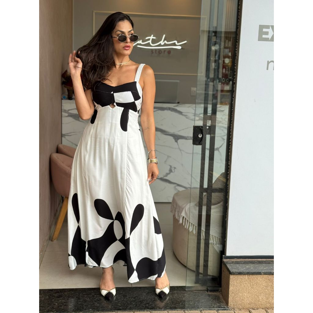 VESTIDO LONGUETTI ,MIDI MODERNO FEMENINO ESTAMPADO ELEGANTE CASUAL MODA em Oferta na Shopee