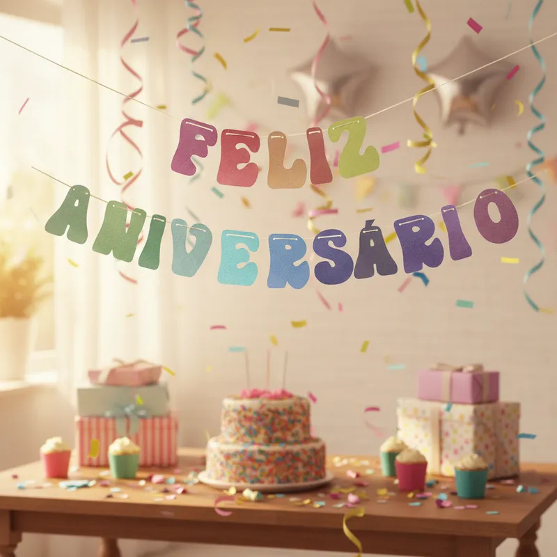 Faixa Feliz Aniversário Colorida com Glitter - Estilo Festa Retrô em Oferta na Shopee