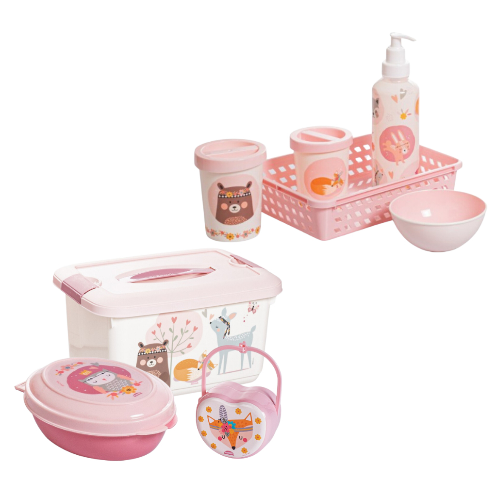 Kit 8 Peças Quartinho Do Neném Bebê Organização Kit Higiene Maternidade Menino Menina Plasútil