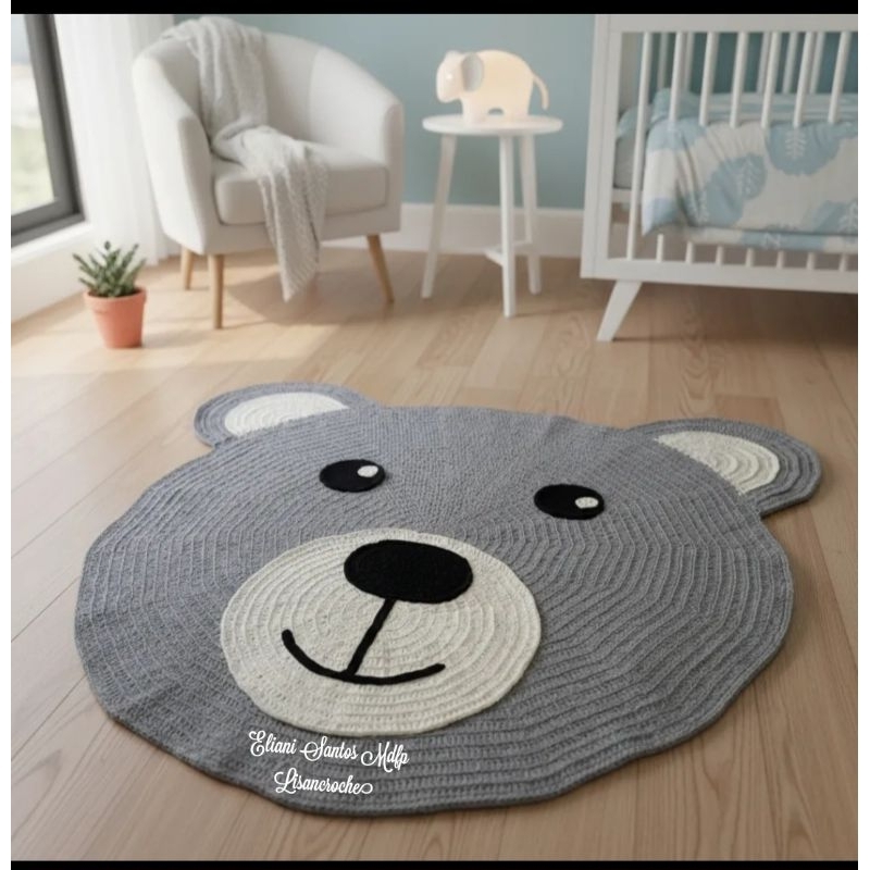 Tapete Em Crochê Urso Infantil / quarto infantil / decoração de quarto de bebe