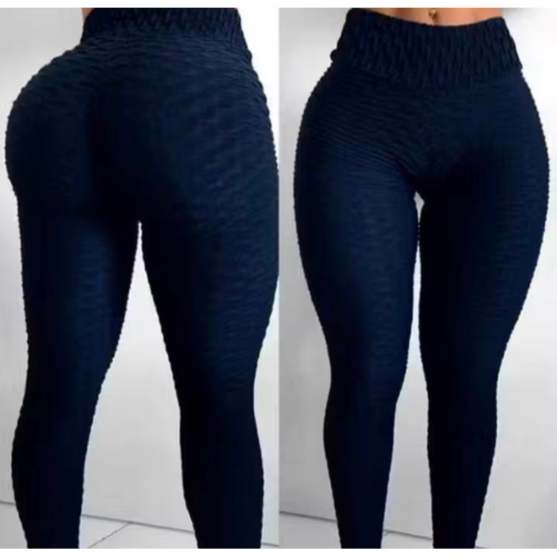 Calça Legging P/M Bolha Suplex Cós Alto Empina Bumbum Fitness Suplex 3D Legue Textura Flocada Academia Leg Cintura alta