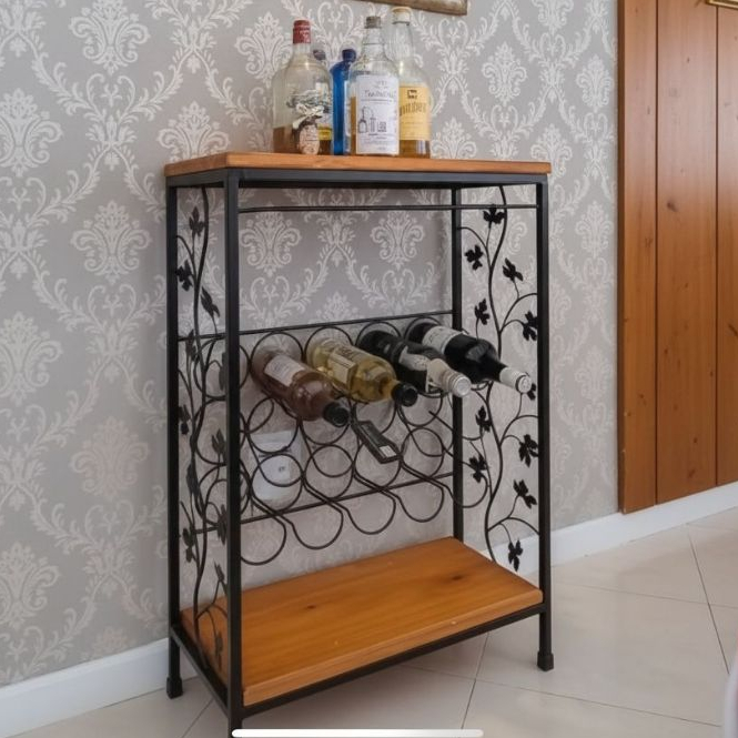 Adega artesanato vinho garrafa organizador suporte taças madeira ferro chapa personalizado rustico