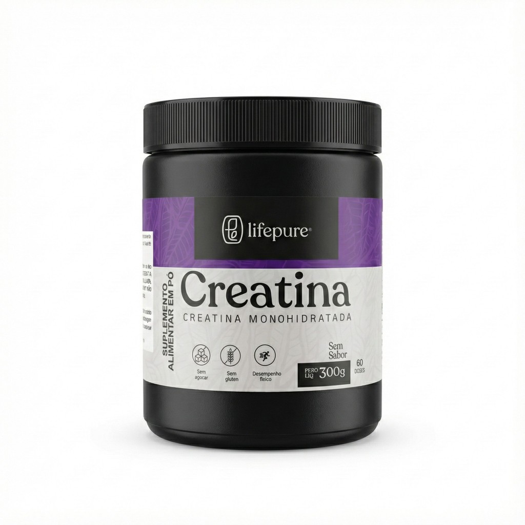 Creatina 100% Pura Monohidratada Pote 300g Lifepure Suplemento Muscular Força Treino Performace