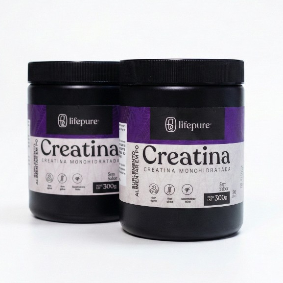 Kit 2x Creatina 100% Pura Monohidratada 300g Lifepure Suplemento Muscular Força Treino Performace em Oferta na Shopee
