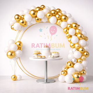 Kit 125 Balões Branco e Dourado Cromado Artigo de Festas Balão de Aniversario Casamento em Oferta na Shopee