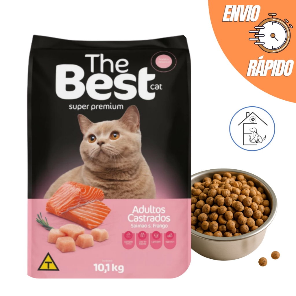 RAÇÃO THE BEST CAT PREMIUM ALIMENTO PARA GATOS ADULTOS CASTRADOS 10,1 KG SALMÃO & FRANGO