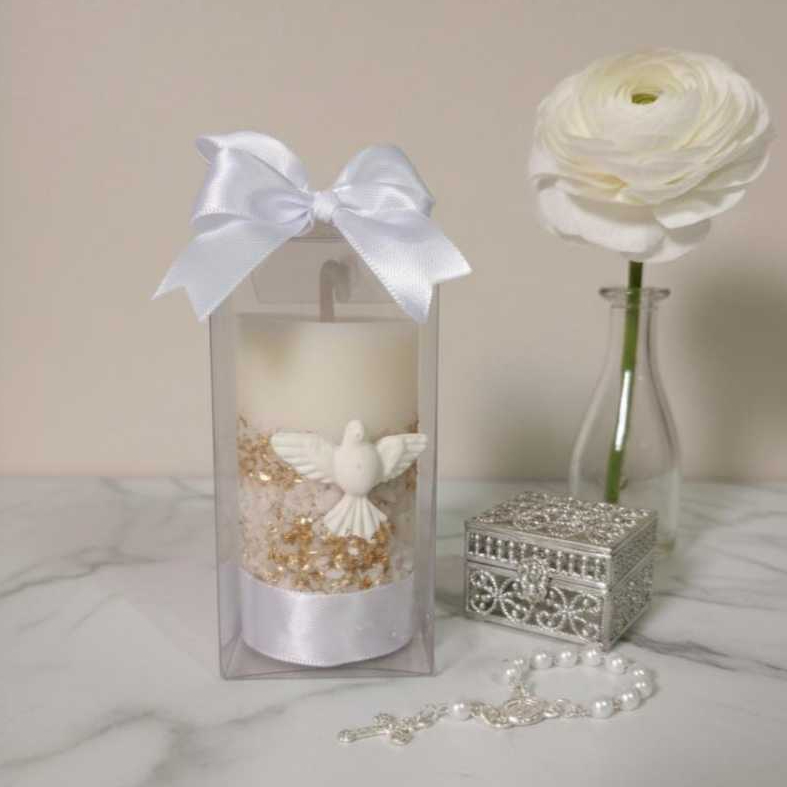 Mini Vela Oratória Divino Espiríto Santo – Lembrancinha batizado - Kit 10 unidades em Oferta na Shopee