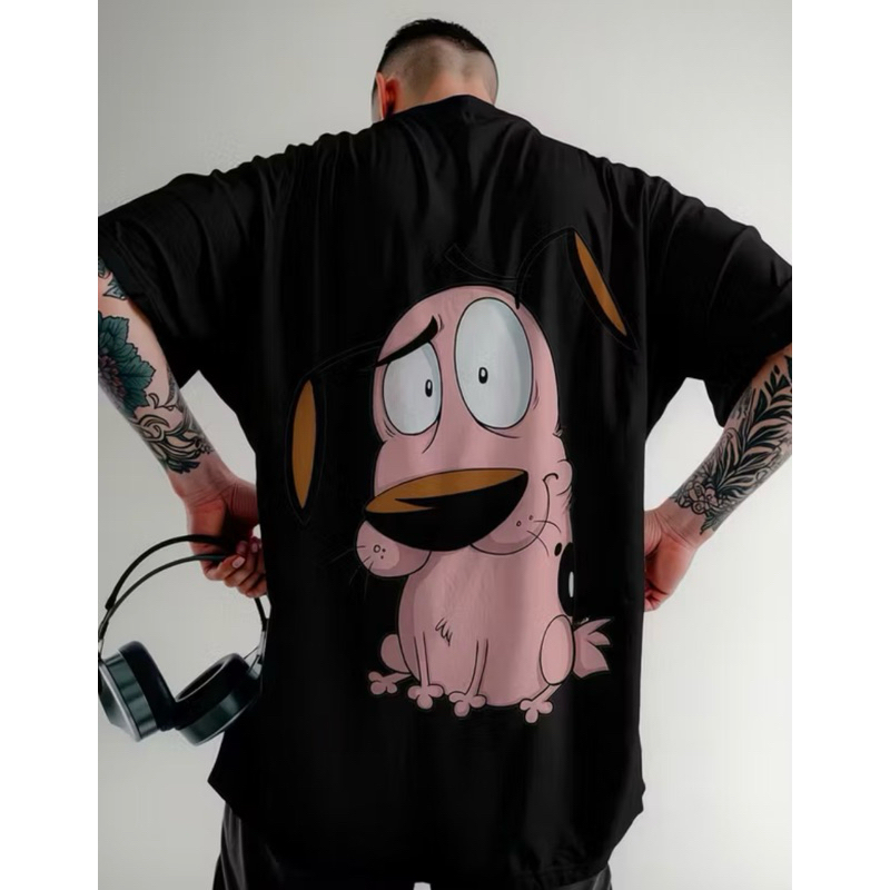 Camiseta Masculina Feminina Algodão Estilosa  Balada Casual Camiseta Camisa Cãocoragemstreetwear Oversized Dtf Ref3721